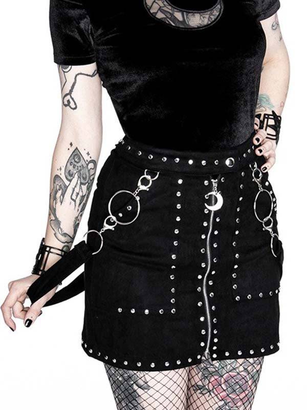 Restyle Studded Rok M / L / XL - DivineDarkness- Online shop voor Gothic en Alternatieve Kleding!